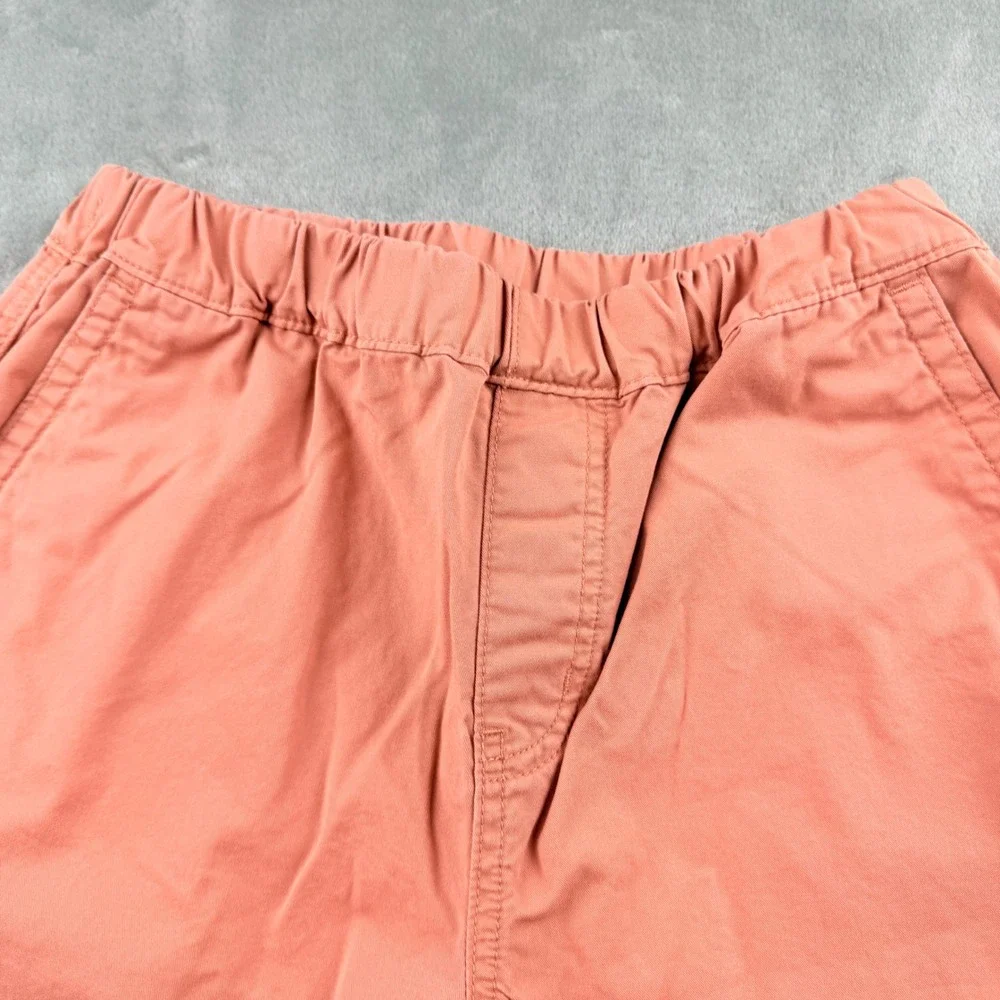 Uniqlo Kids Chino Shorts Salmon Pink Orange Elastic Waist Cotton Size 150 12-02